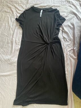 Tahari Black Twist-Knot Midi Dress